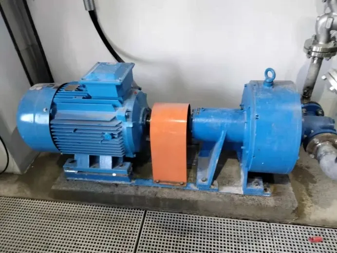 EHIK central-flushing pump with a blue motor and orange coupling guard at Xiawang Paper.
