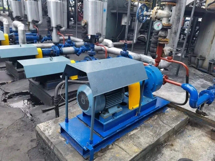 EHIK wastewater pump and motor at Qingzhou Boao, with adjacent pump sets, valves and process piping.