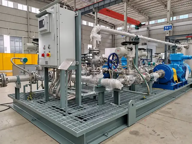 Integrated EHIK pump skid with piping, valves and controls.